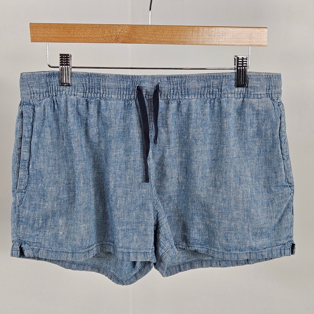 Patagonia Women Island Hemp Organic Cotton Shorts Medium Blue Drawstring Pockets